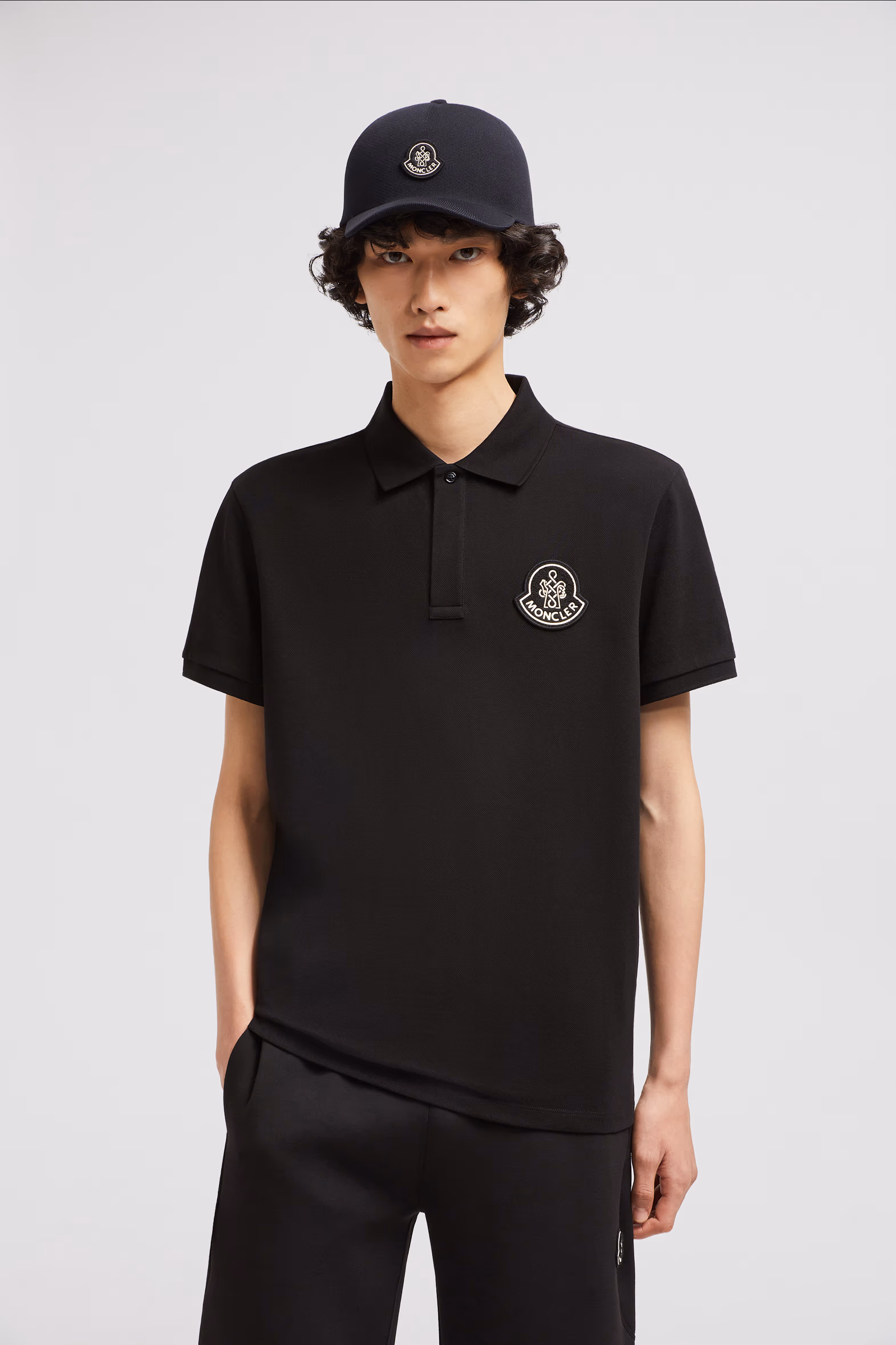Year of the Snake Patch Cotton Piquet Polo Shirt Men Black Moncler 0